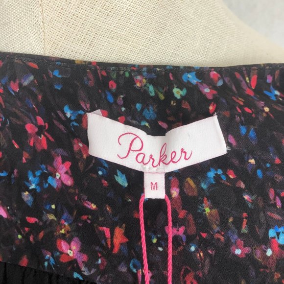 Parker NWT $398 Women's Medium Long Sleeve Ruffle Mini Ditsy Floral Shirt Dress - Picture 9 of 12